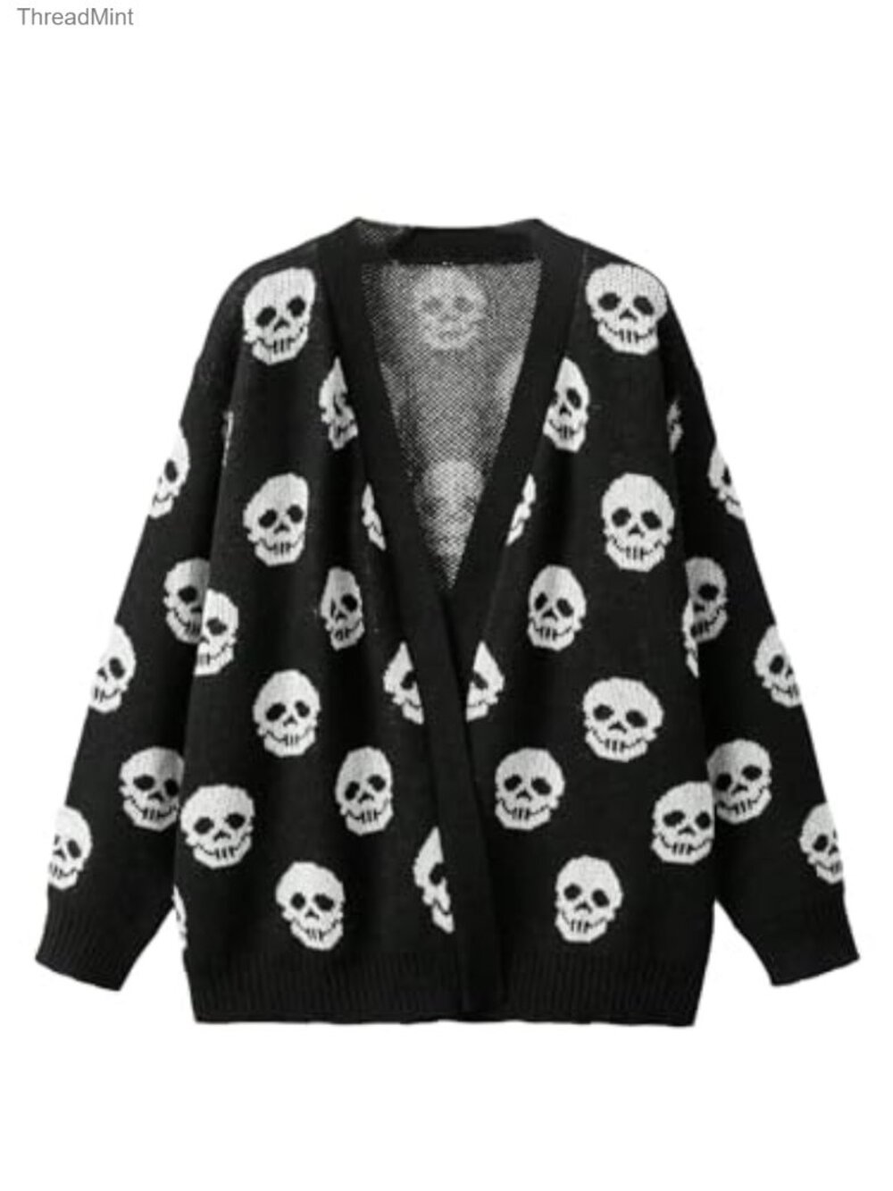 Plus Size Skeleton Skull Halloween Open Front Cardigan Sweater